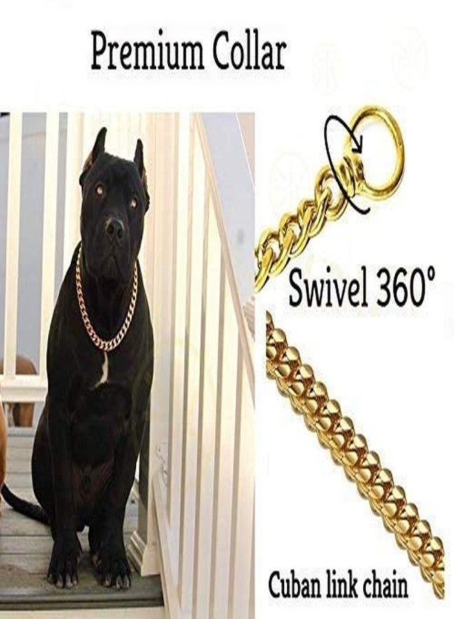 D&C PAWS طوق سلسلة خانق أنيق ومتين من النحاس الأصفر من دي آند سي باوز للكلاب، سلسلة طوق مارتينجال خانقة بطول 24 بوصة للكلاب الكبيرة (سمك 4 مم، ذهبي) - Image 4